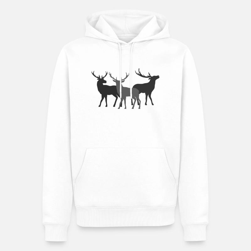 Cerf - Sweat à capuche Premium bio Homme - blanc