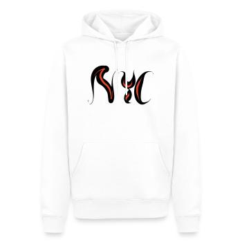 NYC Logo - Männer Premium Bio Hoodie - Weiß - Vorne - Nico (187cm)