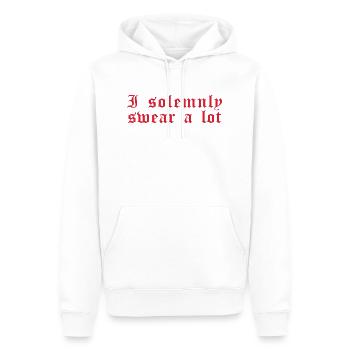 Drôle de dicton: Je jure solennellement beaucoup - Sweat à capuche Premium bio Homme - blanc - Devant - Nico (187cm)