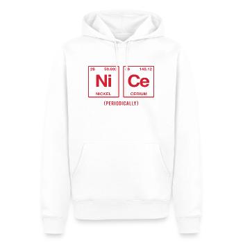 NICE (periodically) - Funny saying - Men’s Premium Organic Hoodie - white - Front - Nico (187cm)