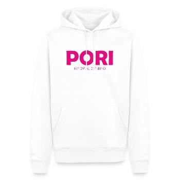 Pori - Finland - Coordinates - Longitude Latitude - Männer Premium Bio Hoodie - Weiß - Vorne - Nico (187cm)