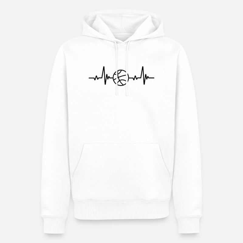 Basketball Herzfrequenz - Männer Premium Bio Hoodie - Weiß