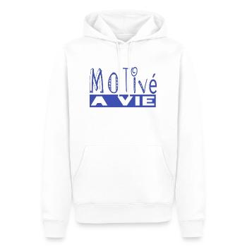 Motiviert fürs Leben - Männer Premium Bio Hoodie - Weiß - Vorne - Nico (187cm)
