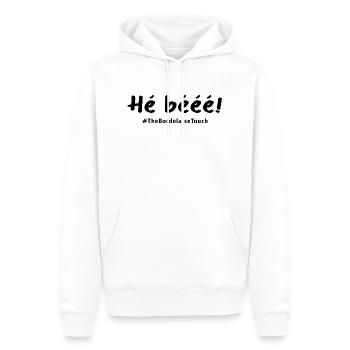 Hé bééé ! - Sweat à capuche Premium bio Homme - blanc - Devant - Nico (187cm)