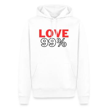 Love99% - Men’s Premium Organic Hoodie - white - Front - Nico (187cm)