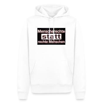 MENSCHENRECHTE STATT RECHTE MENSCHEN - Männer Premium Bio Hoodie - Weiß - Vorne - Nico (187cm)