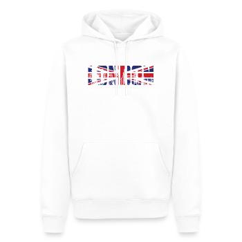 Londres Angleterre - Sweat à capuche Premium bio Homme - blanc - Devant - Nico (187cm)