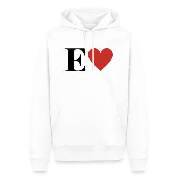 Buchstabe e rotes Herz - Männer Premium Bio Hoodie - Weiß - Vorne - Nico (187cm)