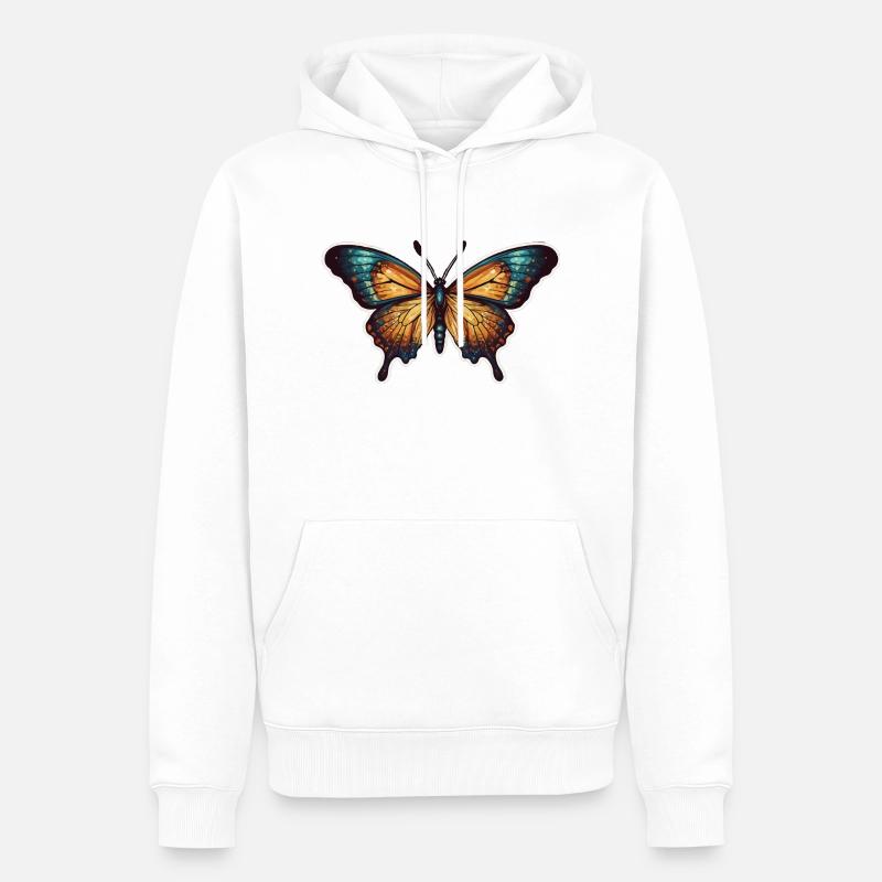 Papillon - Sweat à capuche Premium bio Homme - blanc