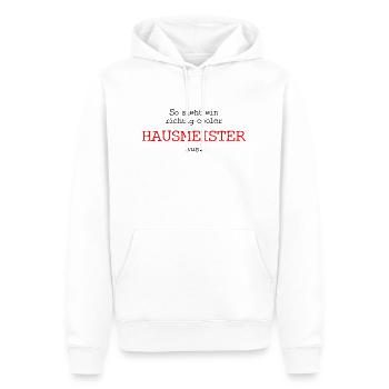 So sieht ein richtig cooler Hausmeister aus. - Männer Premium Bio Hoodie - Weiß - Vorne - Nico (187cm)