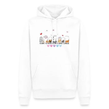 Katzenpfoten heben die Hände hoch - Männer Premium Bio Hoodie - Weiß - Vorne - Nico (187cm)