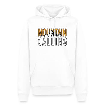 Das Abenteuer wartet auf Sie - Mountain Calling. - Männer Premium Bio Hoodie - Weiß - Vorne - Nico (187cm)