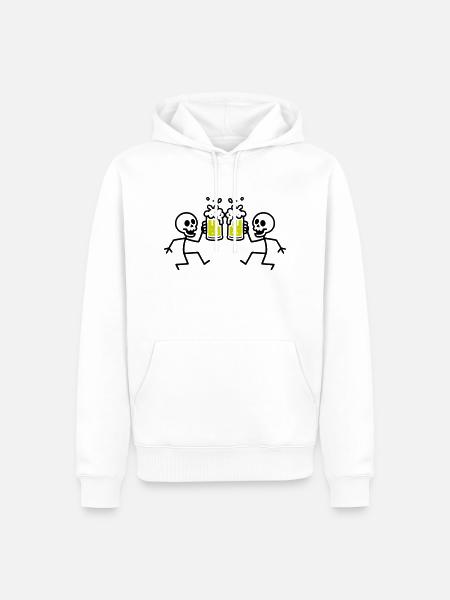 Skeleton Beer Funny - Men’s Premium Organic Hoodie - white