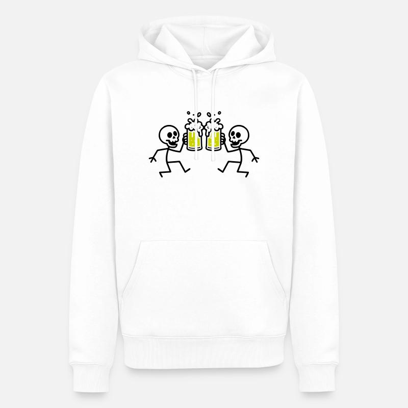 Squelette Bière Drôle - Sweat à capuche Premium bio Homme - blanc