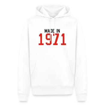1971 - Männer Premium Bio Hoodie - Weiß - Vorne - Nico (187cm)