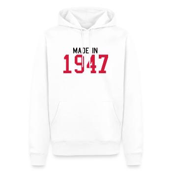 1947 - Männer Premium Bio Hoodie - Weiß - Vorne - Nico (187cm)