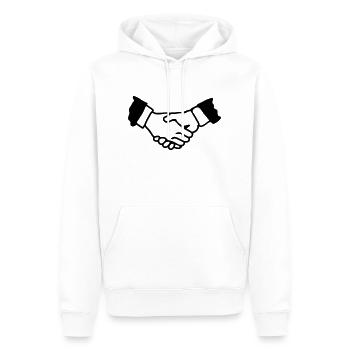 Poignée de main - Line - Sweat à capuche Premium bio Homme - blanc - Devant - Nico (187cm)
