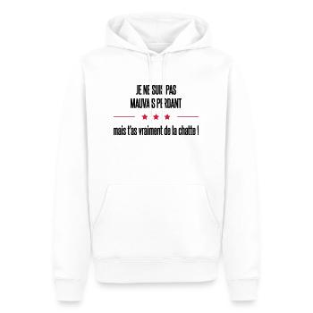 je ne suis - Sweat à capuche Premium bio Homme - blanc - Devant - Nico (187cm)