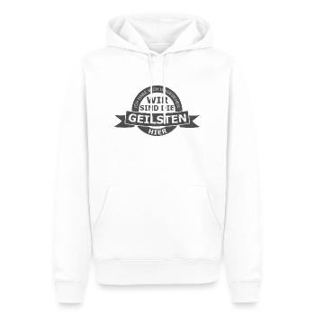 Wir sind die geilsten! - Männer Premium Bio Hoodie - Weiß - Vorne - Nico (187cm)