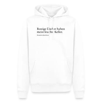 Rostige Dächer haben meist feuchte Keller. - Männer Premium Bio Hoodie - Weiß - Vorne - Nico (187cm)