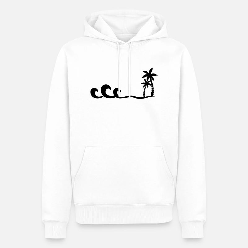 Vagues du surfeur - Sweat à capuche Premium bio Homme - blanc