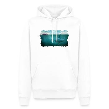 Megalodon Below Boat Under Water Great White Shark - Männer Premium Bio Hoodie - Weiß - Vorne - Nico (187cm)