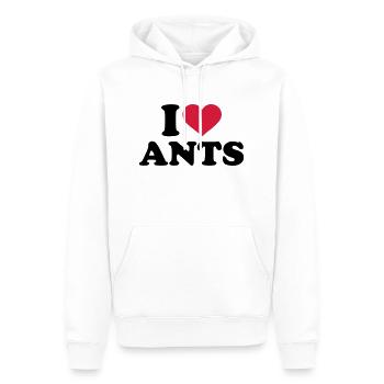I love Ants - Sweat à capuche Premium bio Homme - blanc - Devant - Nico (187cm)