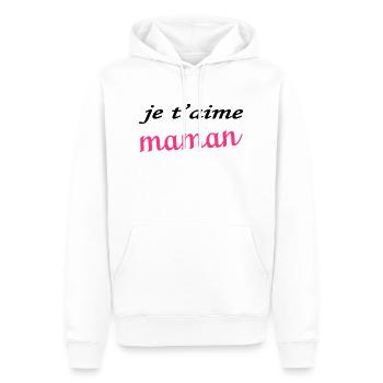 Je t'aime maman - Sweat à capuche Premium bio Homme - blanc - Devant - Nico (187cm)