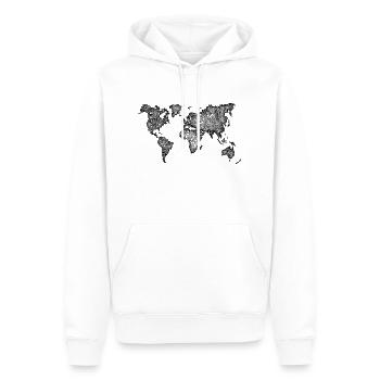 Weltkarte Handmade Dots Dot Painting schwarz - Männer Premium Bio Hoodie - Weiß - Vorne - Nico (187cm)