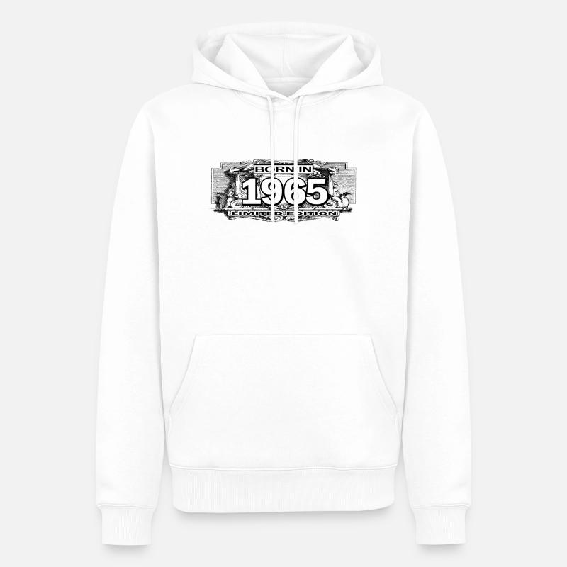 né en 1965 - Sweat à capuche Premium bio Homme - blanc