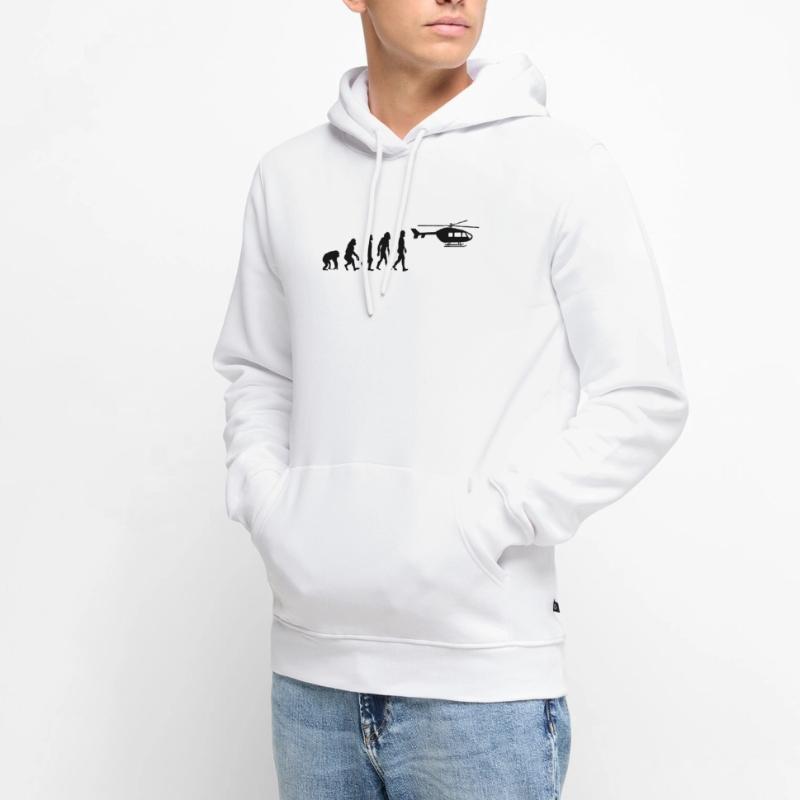 Hubschrauber Pilot Evolution Steinzeit Männer Premium Bio Hoodie