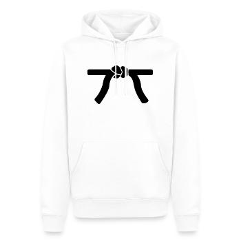 Ceinture de judo symbole personnalisation - Sweat à capuche Premium bio Homme - blanc - Devant - Nico (187cm)