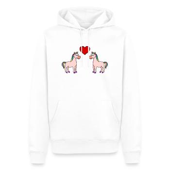 Licorne Comic Couple Amour - Sweat à capuche Premium bio Homme - blanc - Devant - Nico (187cm)