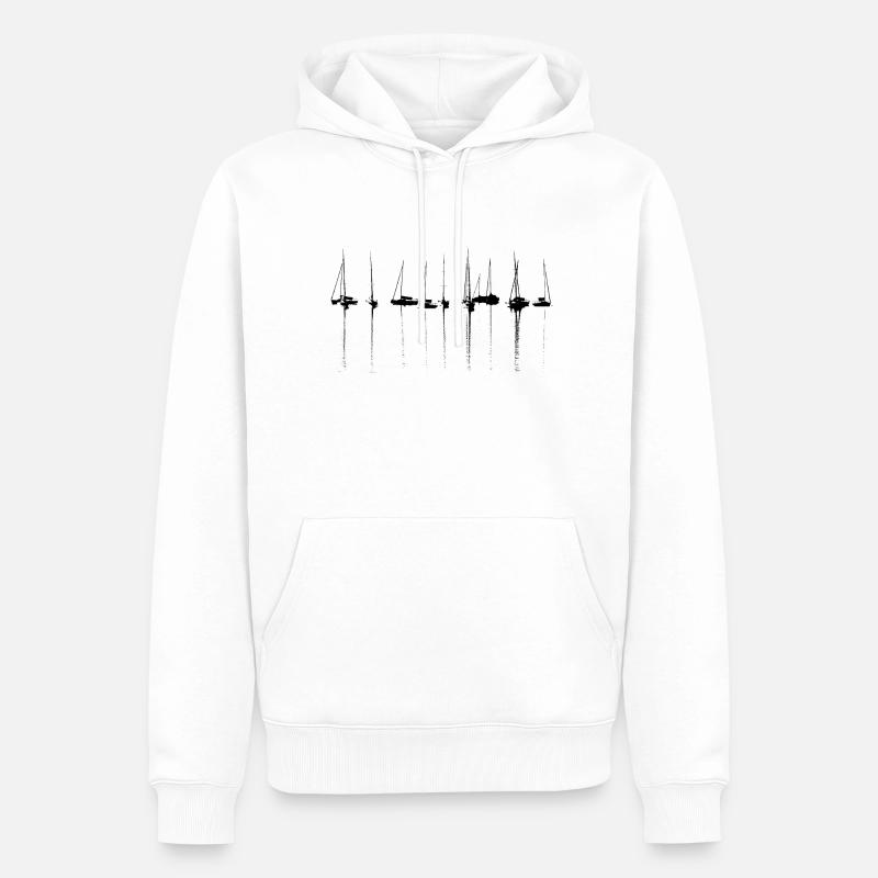 See Gardasee Boote Marina - Männer Premium Bio Hoodie - Weiß