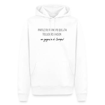 partez du principe que j'ai toujours raison - Sweat à capuche Premium bio Homme - blanc - Devant - Nico (187cm)