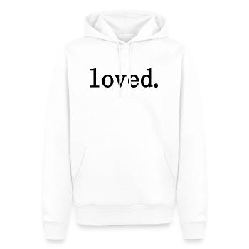 loved. - Männer Premium Bio Hoodie - Weiß - Vorne - Nico (187cm)