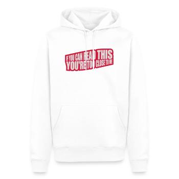 trop près de moi - Sweat à capuche Premium bio Homme - blanc - Devant - Nico (187cm)