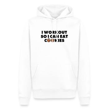 ICH TRAINIERE, DAMIT ICH KEKSE ESSEN KANN - Männer Premium Bio Hoodie - Weiß - Vorne - Nico (187cm)