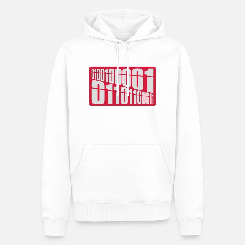Binär Code Programm Sprache - Männer Premium Bio Hoodie - Weiß