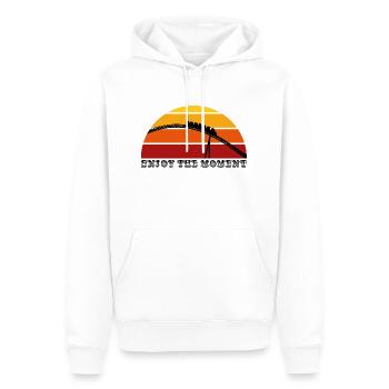 Genieße den Moment - Männer Premium Bio Hoodie - Weiß - Vorne - Nico (187cm)