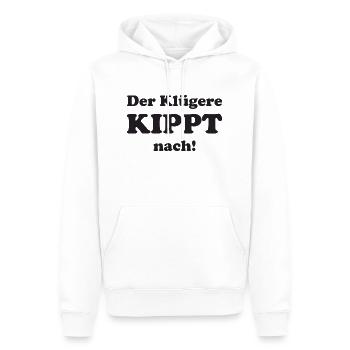 Der Klügere kippt nach - Männer Premium Bio Hoodie - Weiß - Vorne - Nico (187cm)