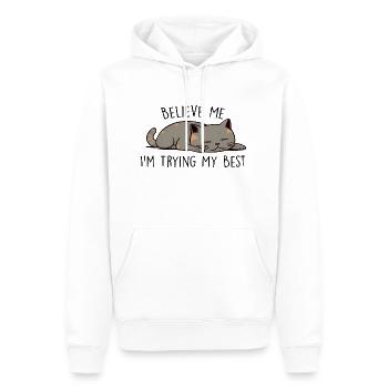 Croyez-moi, je fais de mon mieux - Sweat à capuche Premium bio Homme - blanc - Devant - Nico (187cm)