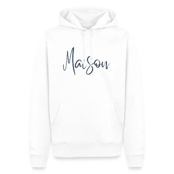 Maison – Elegantes französisches Wortdesign - Männer Premium Bio Hoodie - Weiß - Vorne - Nico (187cm)