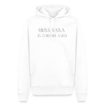 Mens Sana in Corpore Sano – Lateinisches Zitat auf dem Gleichgewicht - Männer Premium Bio Hoodie - Weiß - Vorne - Nico (187cm)