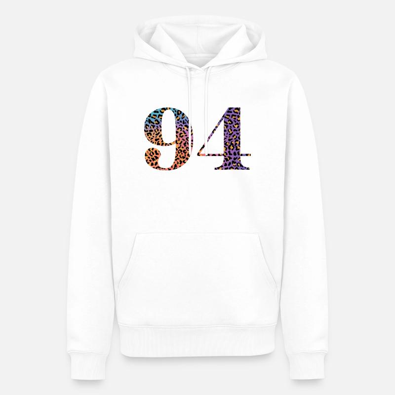94e anniversaire léopard - Sweat à capuche Premium bio Homme - blanc