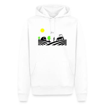 Tractor Farm - Men’s Premium Organic Hoodie - white - Front - Nico (187cm)