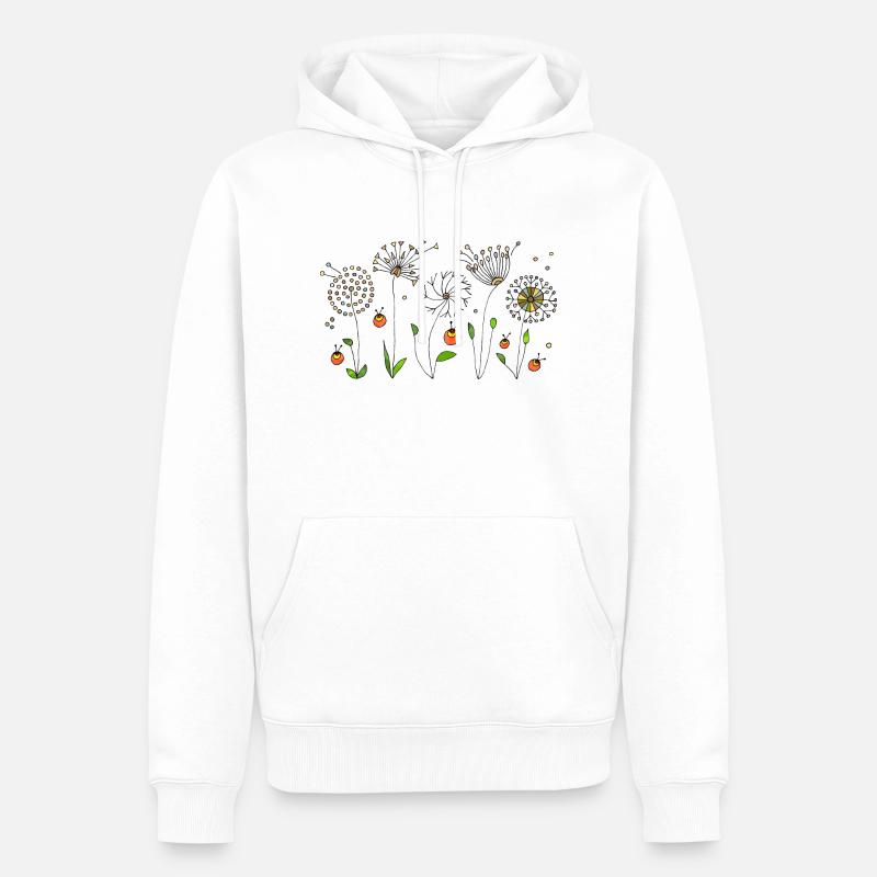 Fleur - Sweat à capuche Premium bio Homme - blanc