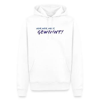 Nur wer wagt gewinnt - Männer Premium Bio Hoodie - Weiß - Vorne - Nico (187cm)