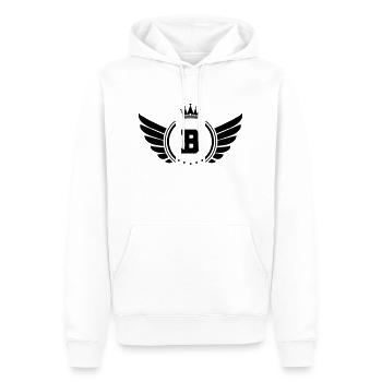wappen B - Männer Premium Bio Hoodie - Weiß - Vorne - Nico (187cm)
