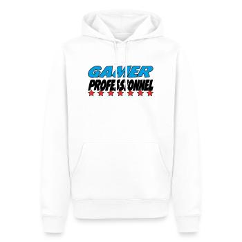 GAMER PROFESSIONNEL - Sweat à capuche Premium bio Homme - blanc - Devant - Nico (187cm)